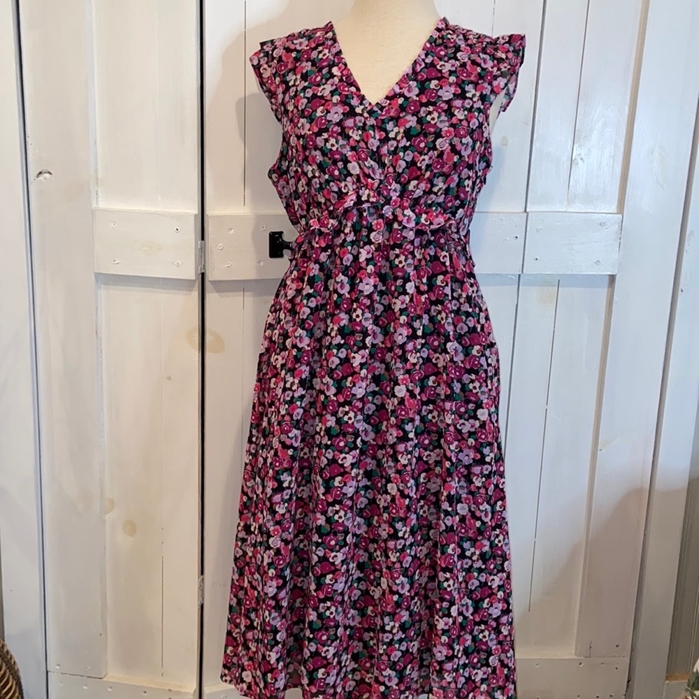 NWT J Crew Factory Floral Ruffled Tiered Midi Dress